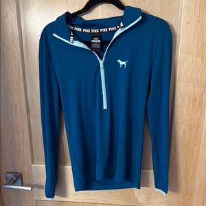 Victoria's Secret PINK Teal Quarter-Zip Pullover
